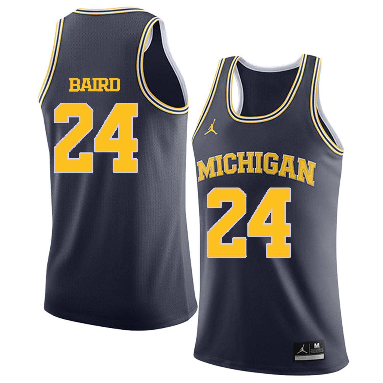 Men Jordan University of Michigan Basketball Navy #24 Baird Customized NCAA Jerseys